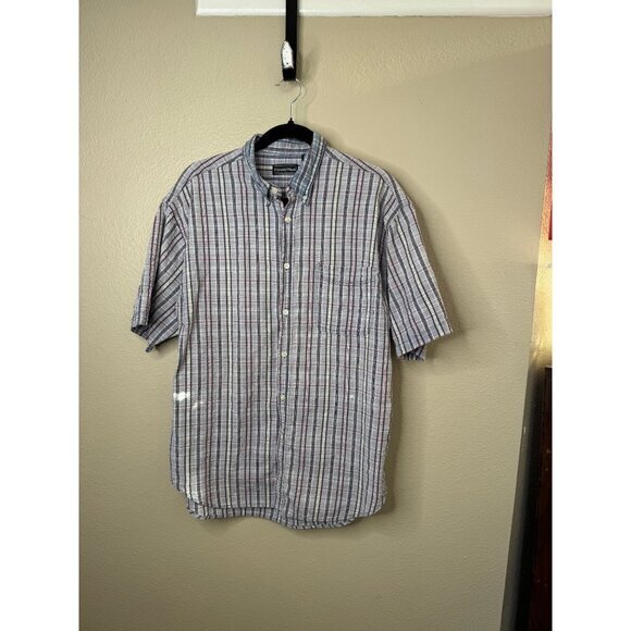 Vintage Preswick & Moore Men's Purple Shirt size Large short sleeve‎ collared - Picture 1 of 7